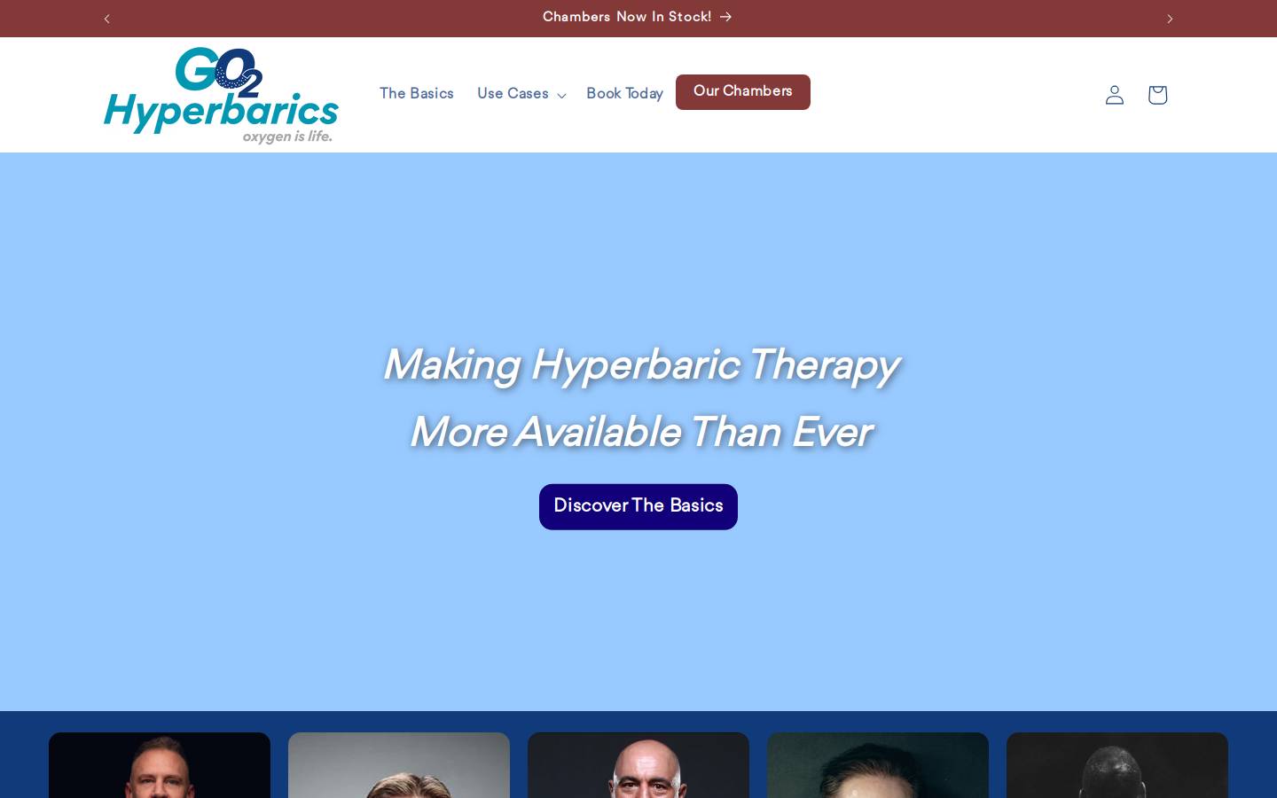 go2hyperbarics.com homepage screenshot
