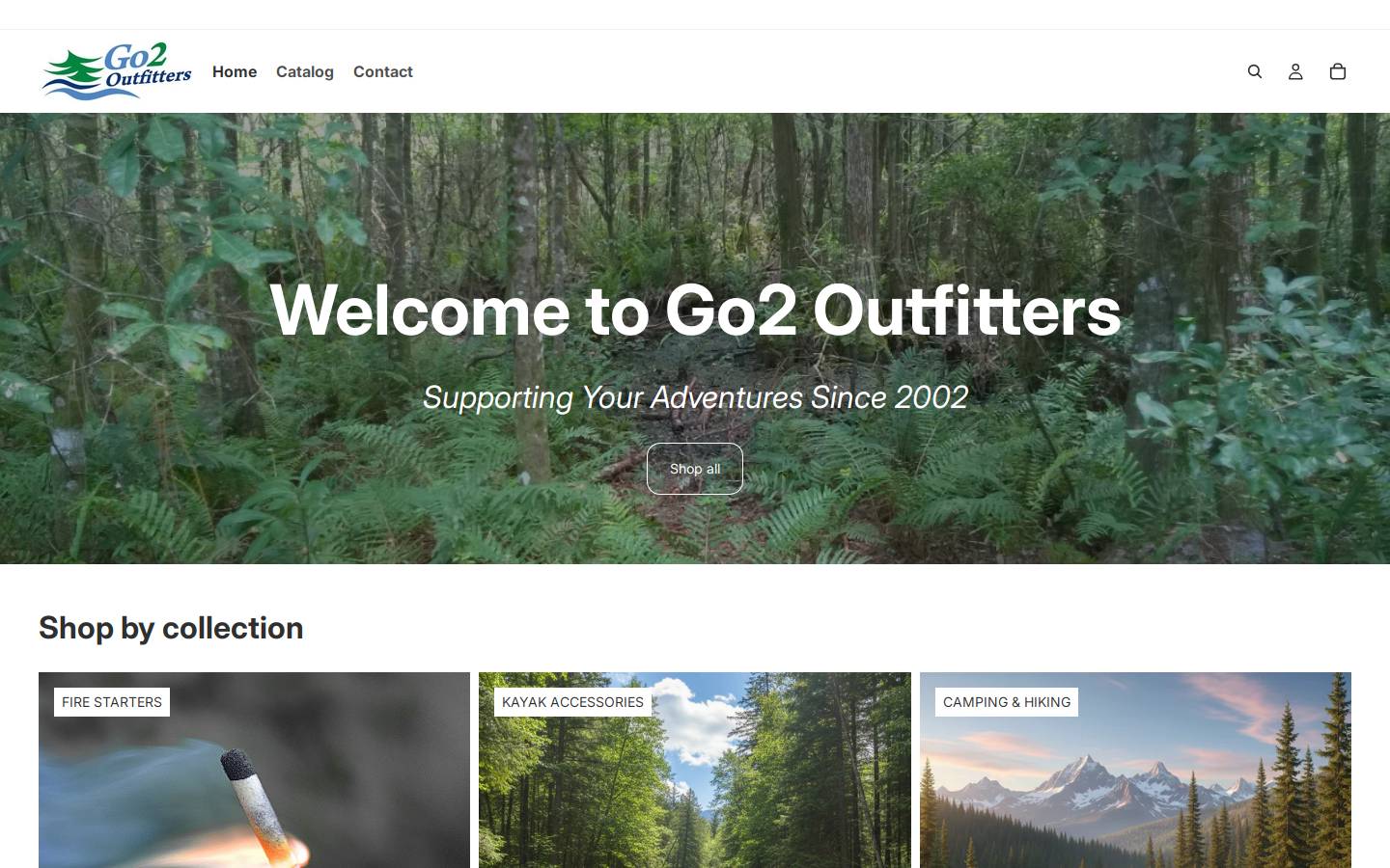 Go2outfitters homepage screenshot