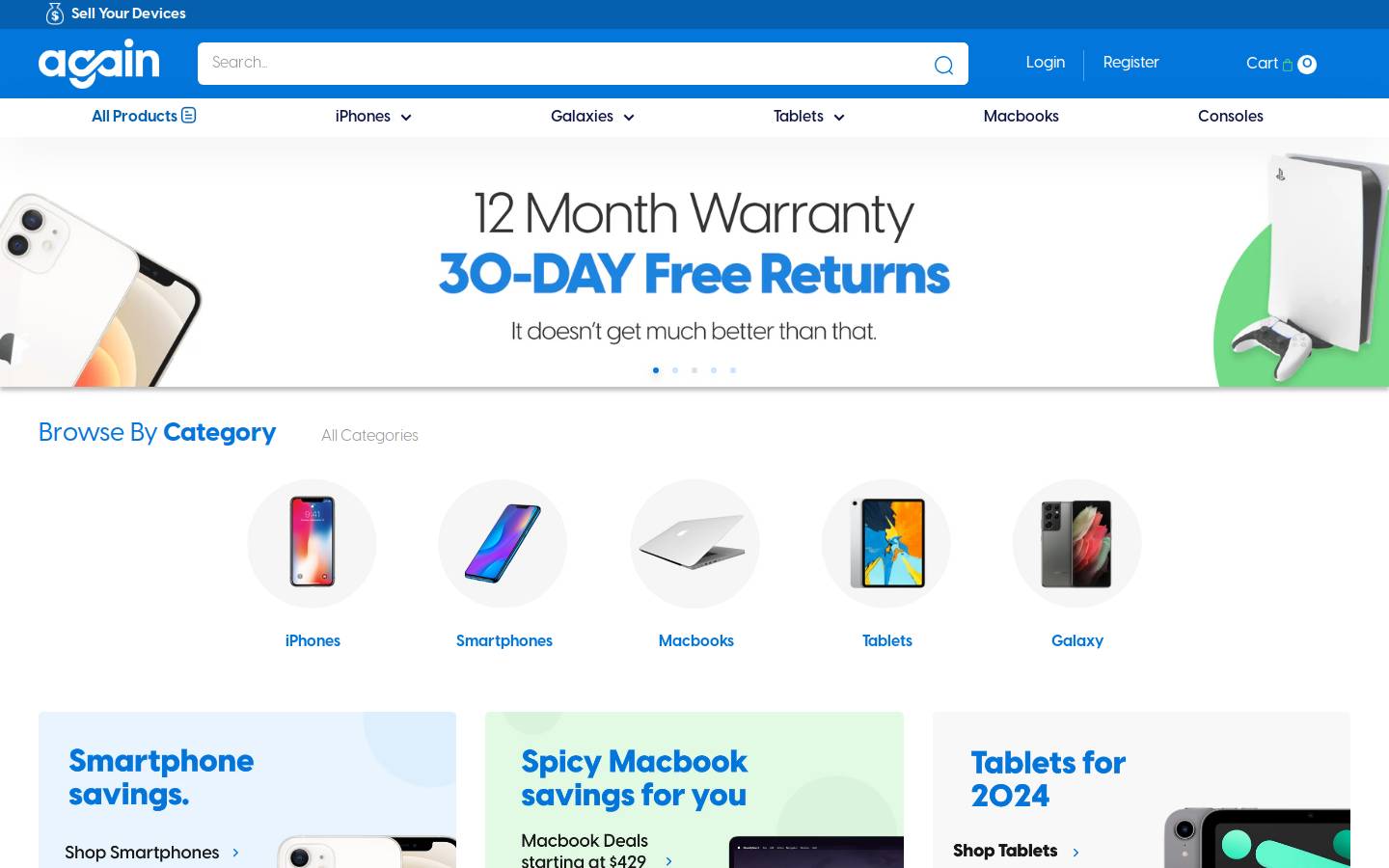 Goagain homepage screenshot