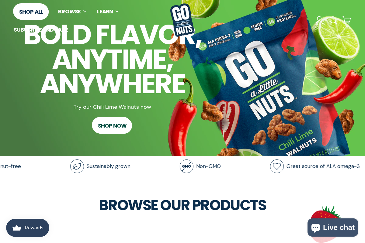 Go a Little Nuts homepage screenshot