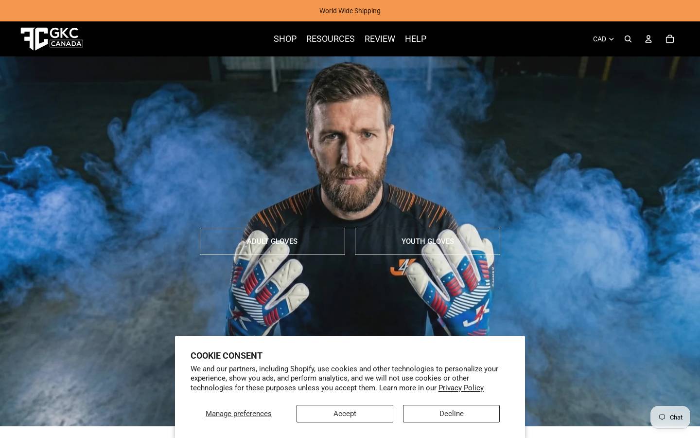 goalkeeperglovescanada.ca homepage screenshot