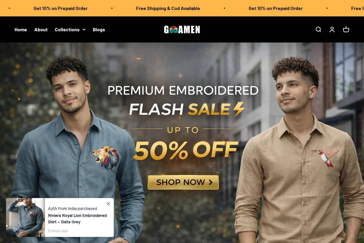 goamen.com homepage screenshot
