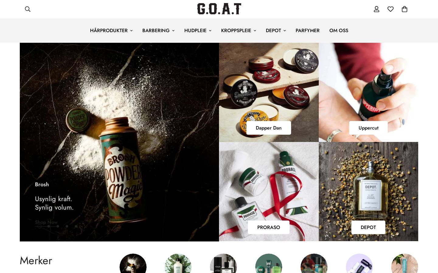 GOAT Nettbutikk homepage screenshot