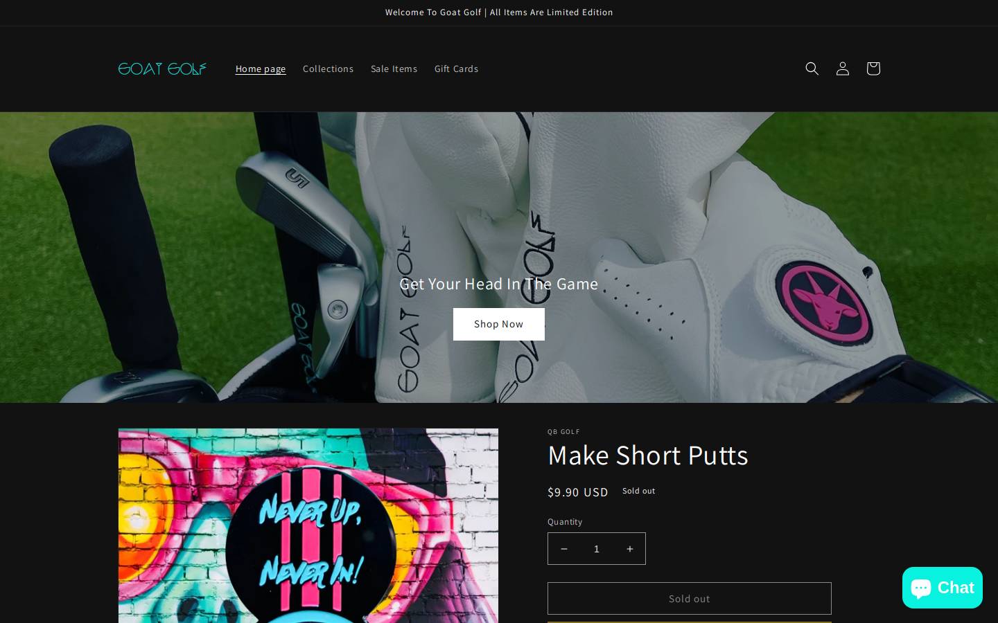 goatgolf.store homepage screenshot