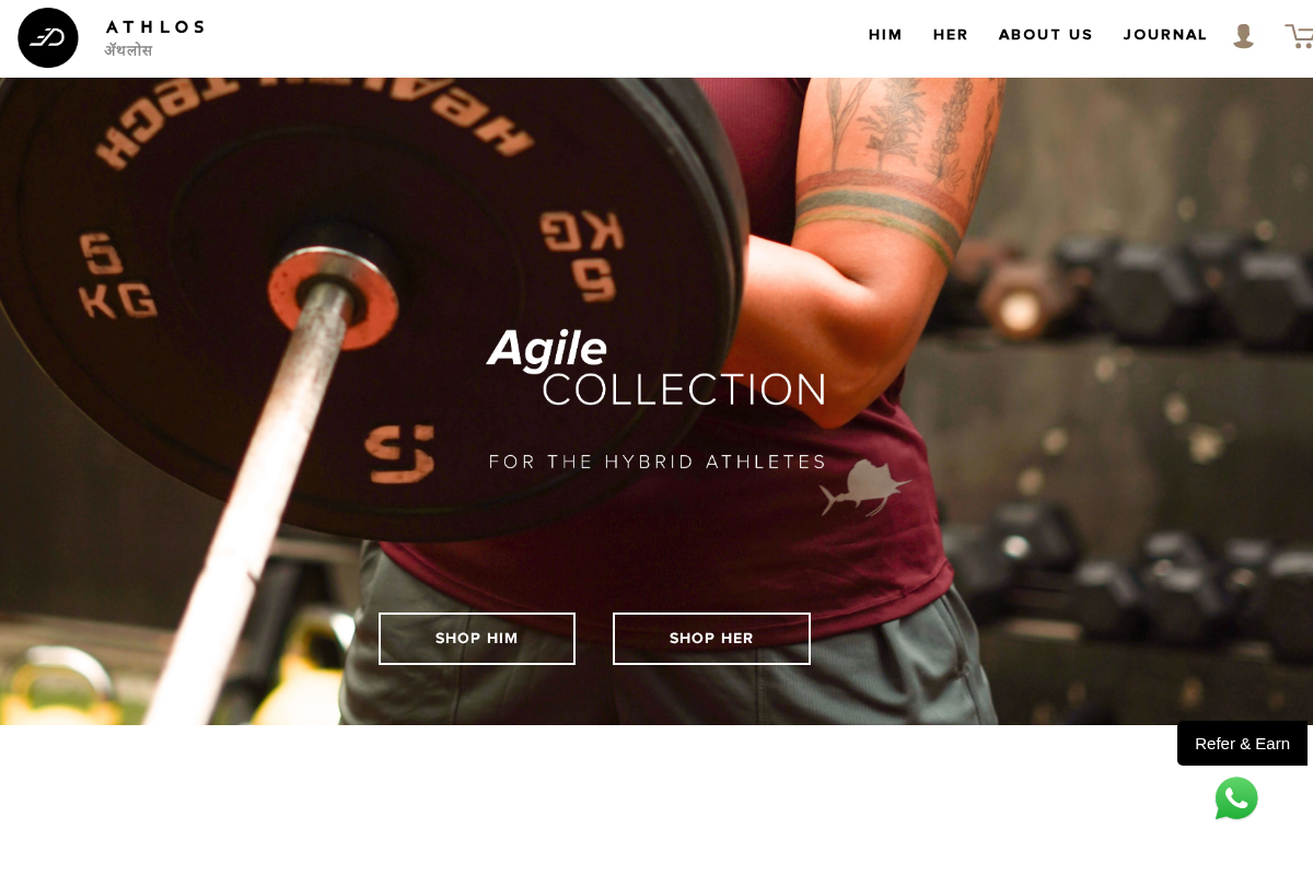 Athlos Activewear homepage screenshot