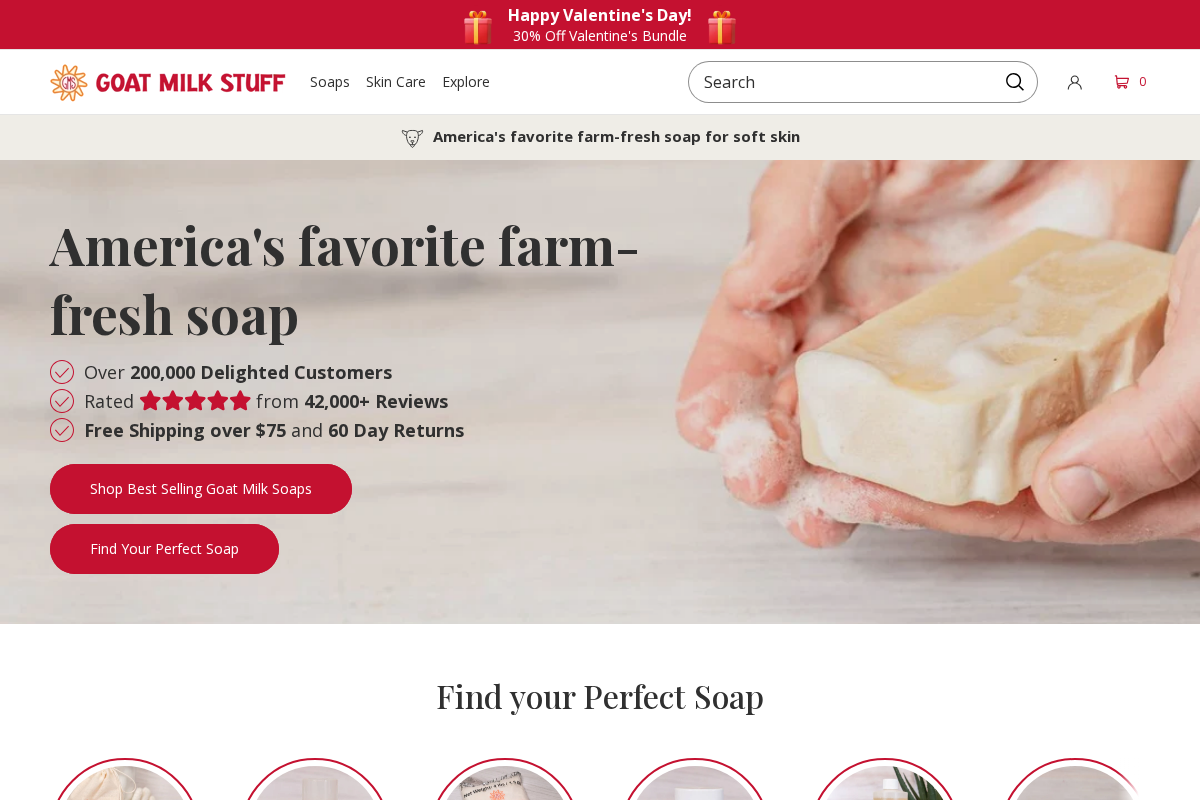 Goat Milk Stuff homepage screenshot