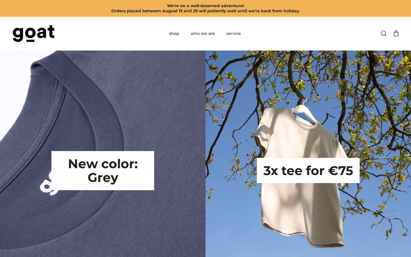 goatorganicapparel.com homepage screenshot
