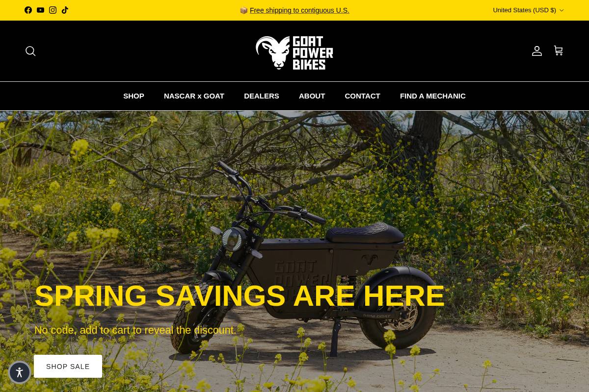 goatpowerbikes.com homepage screenshot