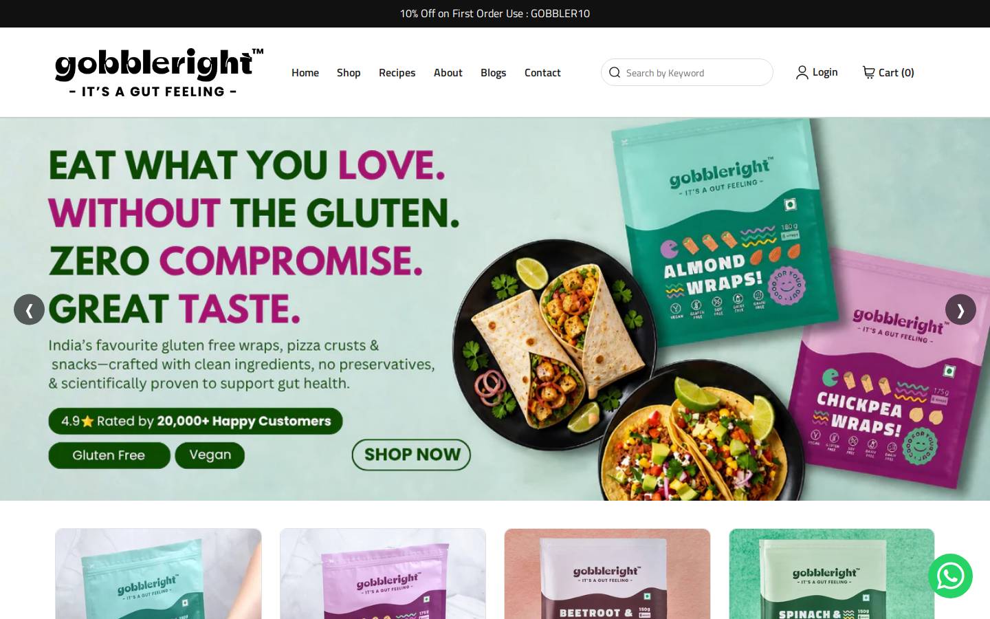 gobbleright.com homepage screenshot