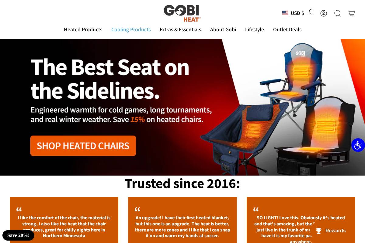 Gobi Heat homepage screenshot