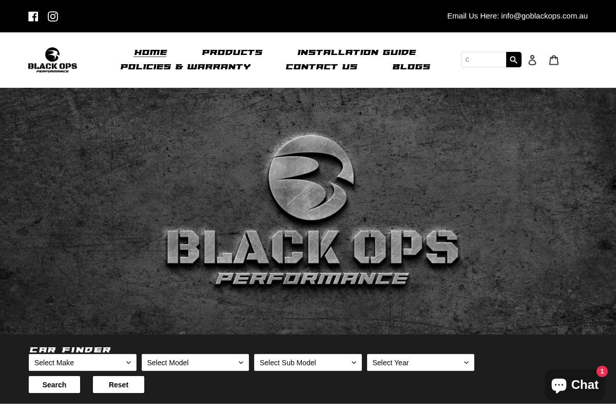 Black Ops Performance homepage screenshot