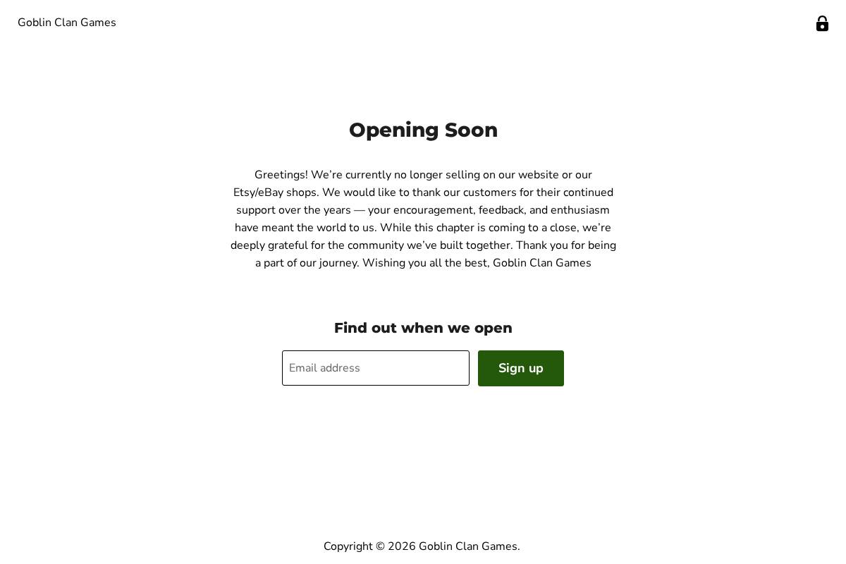 goblinclangames.com homepage screenshot