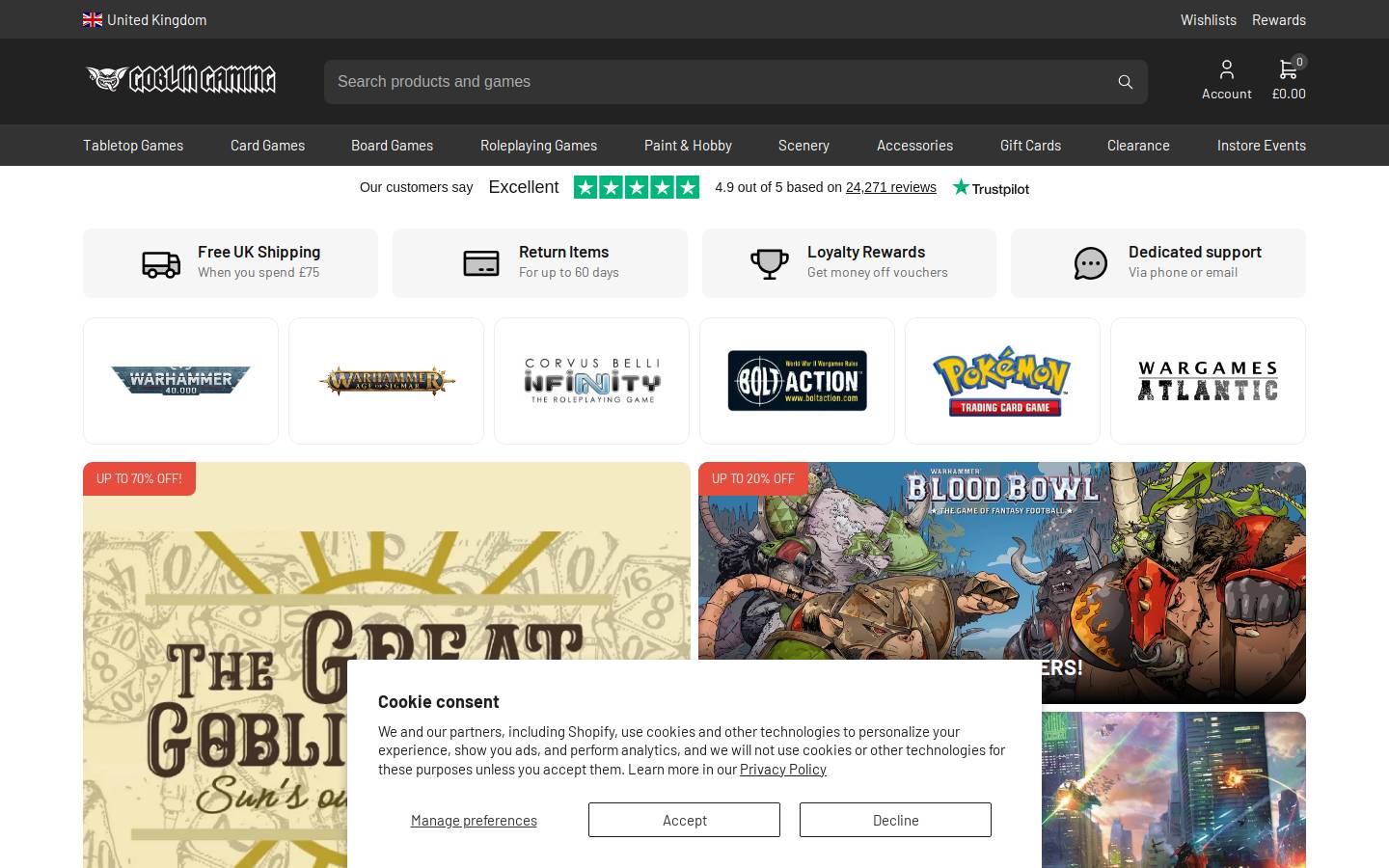Goblin Gaming homepage screenshot