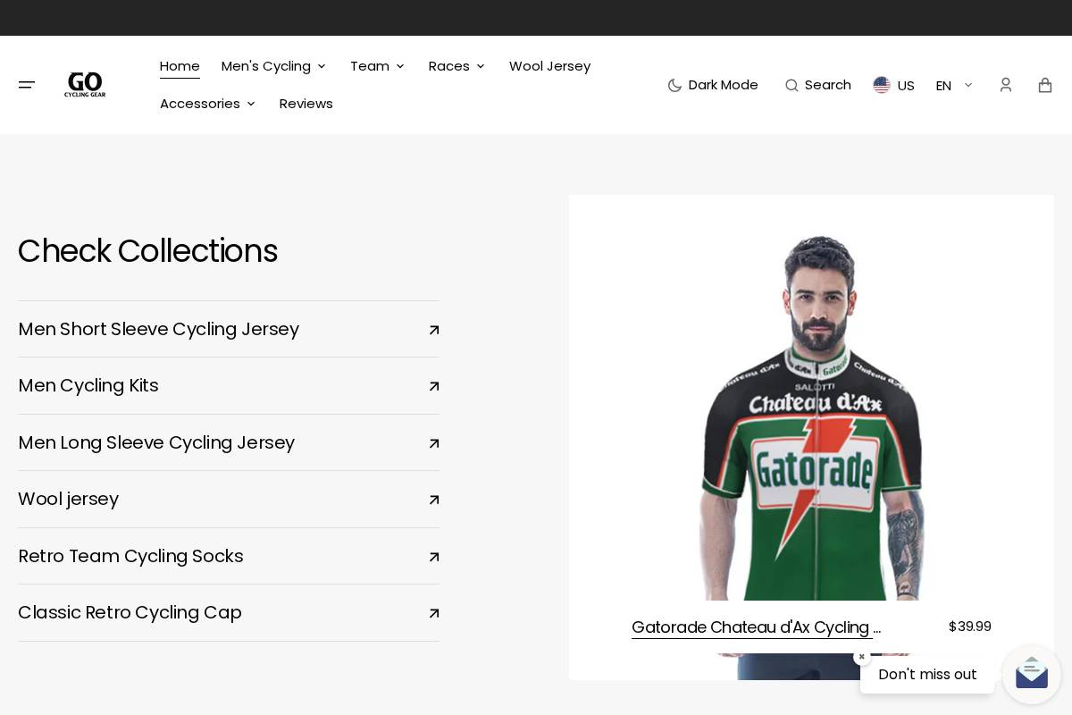 gocyclinggear.com homepage screenshot