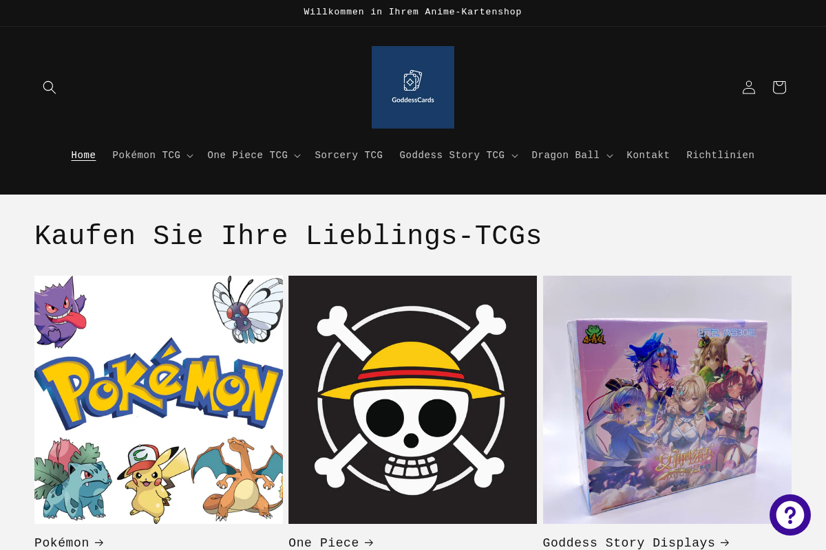 GoddessCards homepage screenshot