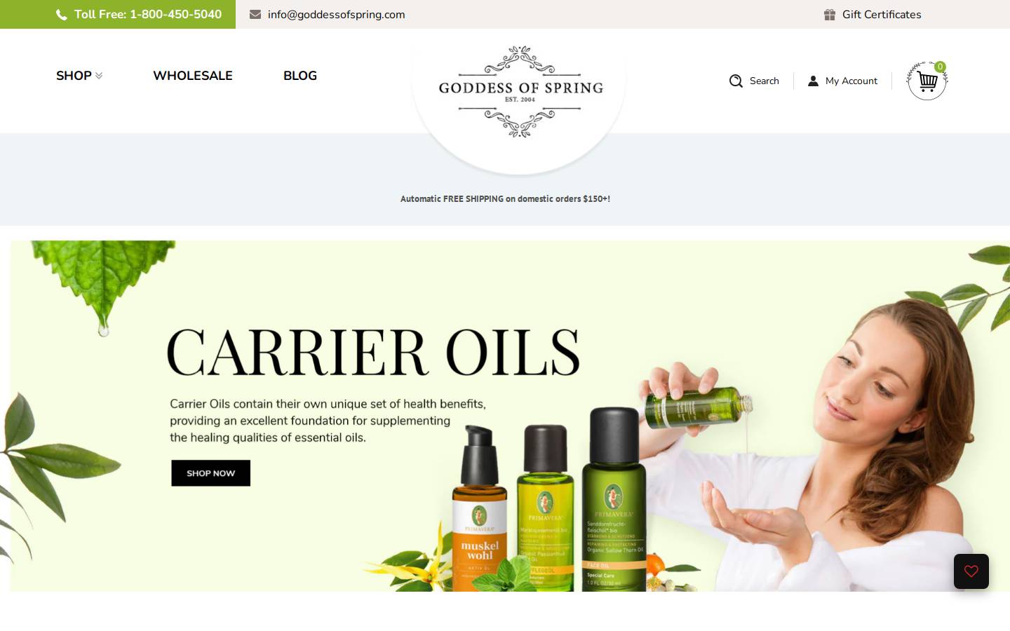 goddessofspring.com homepage screenshot