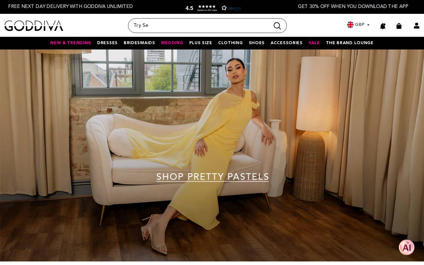 Goddiva  homepage screenshot