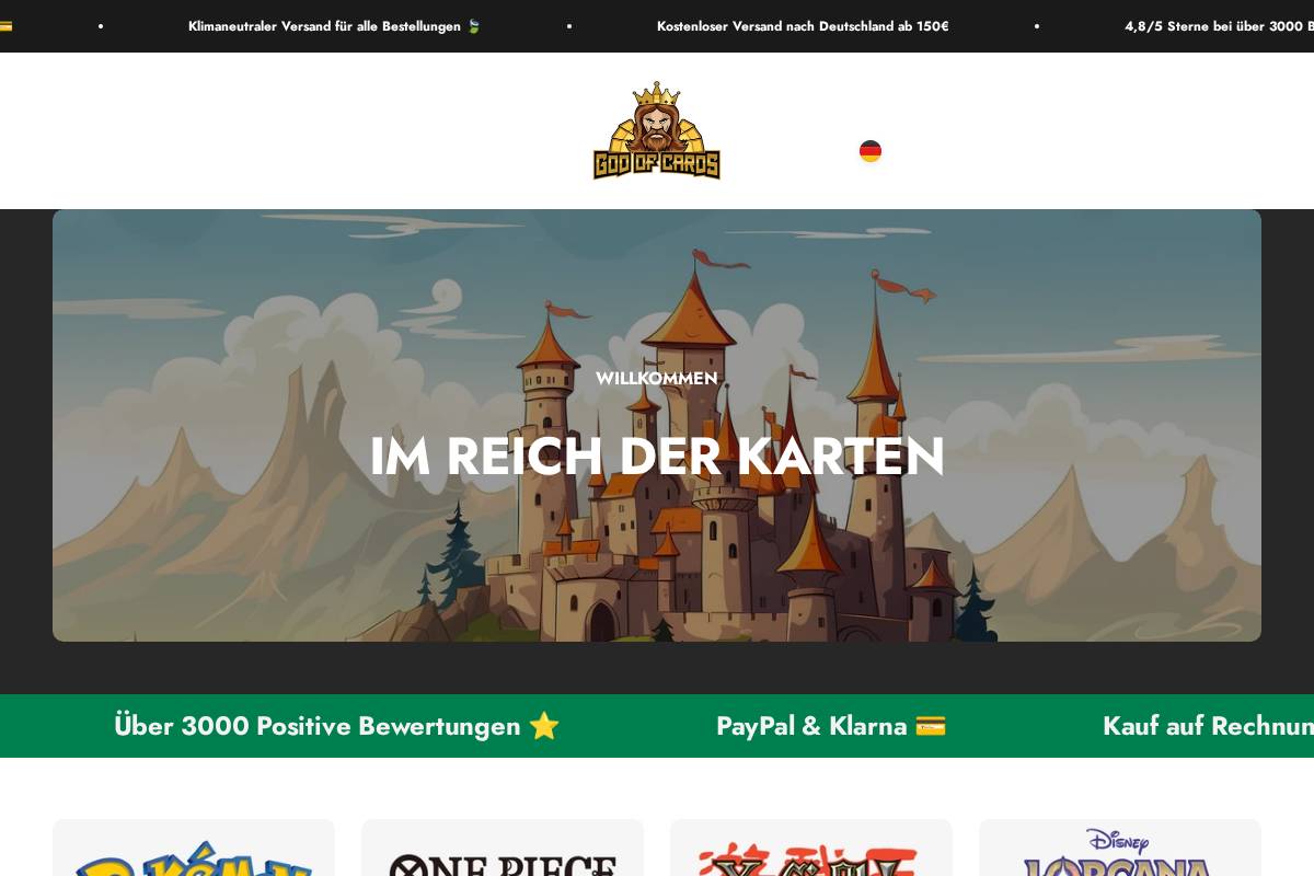 God of Cards homepage screenshot