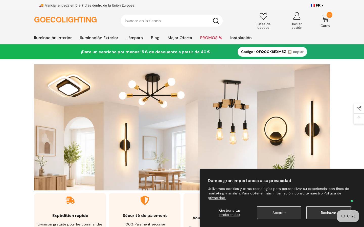 goecolighting.es homepage screenshot