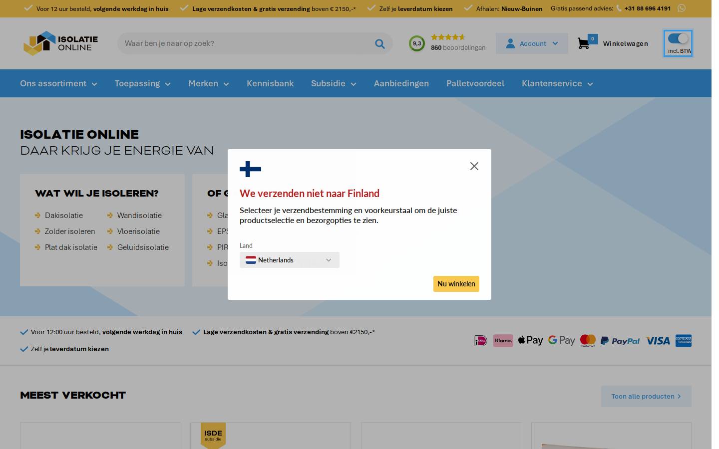 Isolatie Online homepage screenshot
