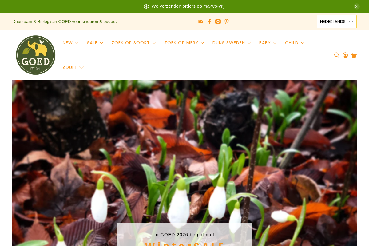 GOEDvanToen - Eerlijke & biologische kinderkleding en babykleding homepage screenshot