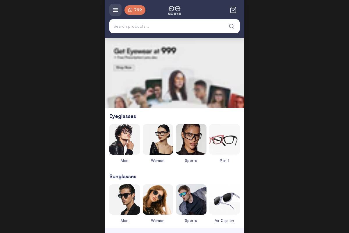 goeye.in homepage screenshot