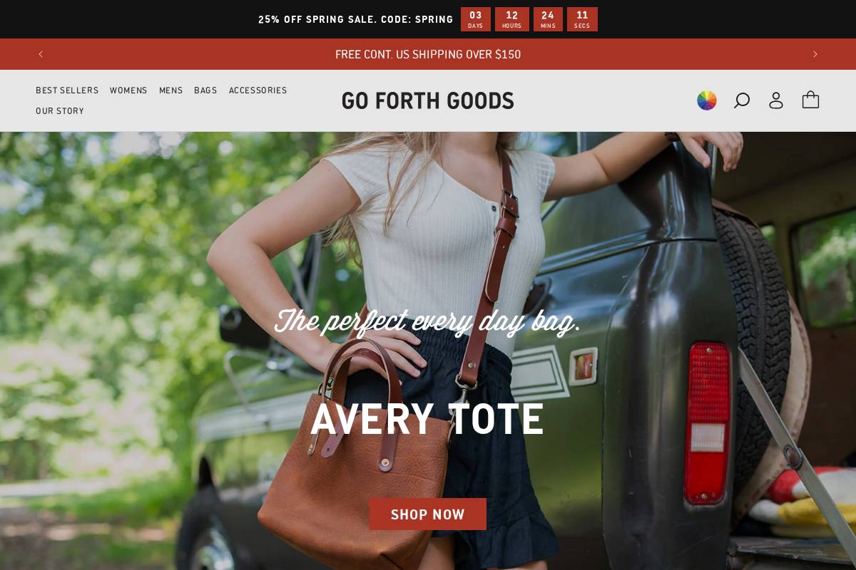 Go Forth Goods homepage screenshot