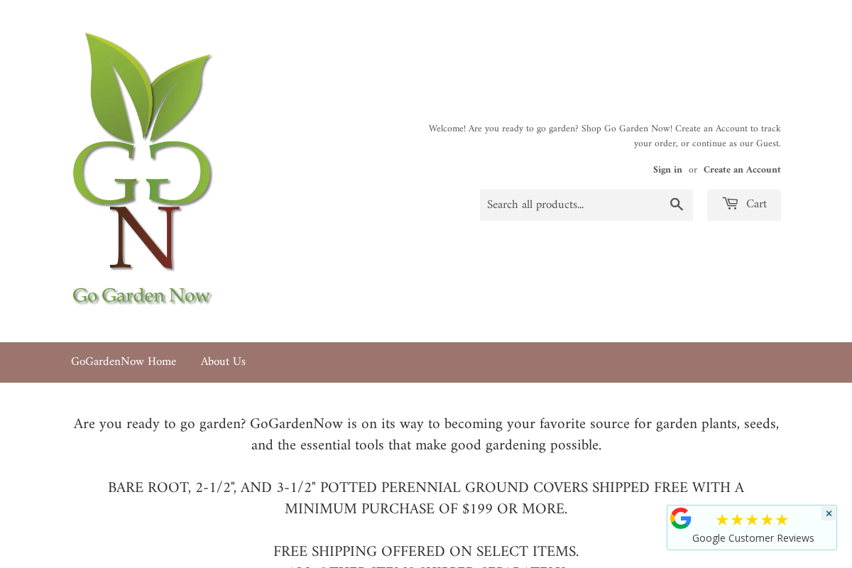 GoGardenNow homepage screenshot