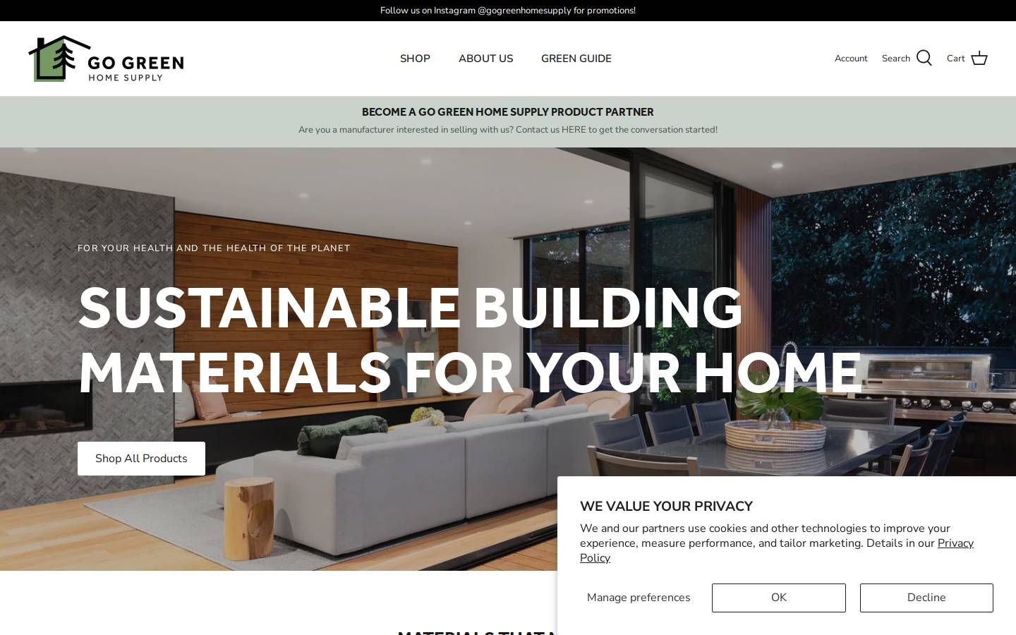 gogreenhomesupply.com homepage screenshot
