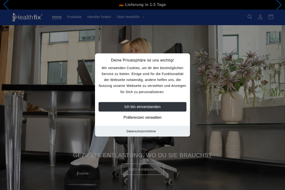 Healthfix GmbH homepage screenshot