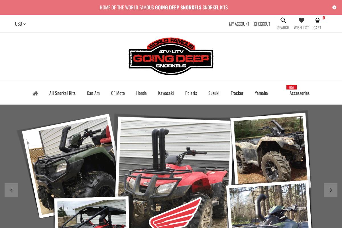 goingdeepsnorkels.com homepage screenshot