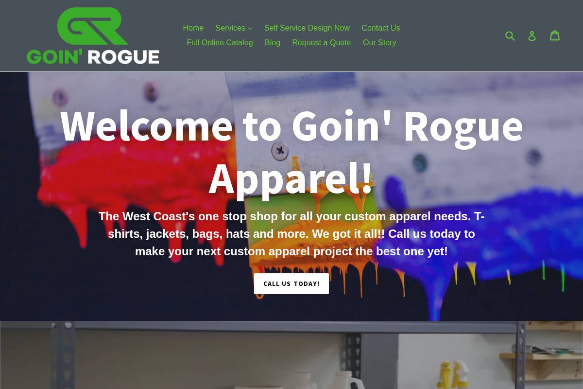 Goinrogueapparel homepage screenshot
