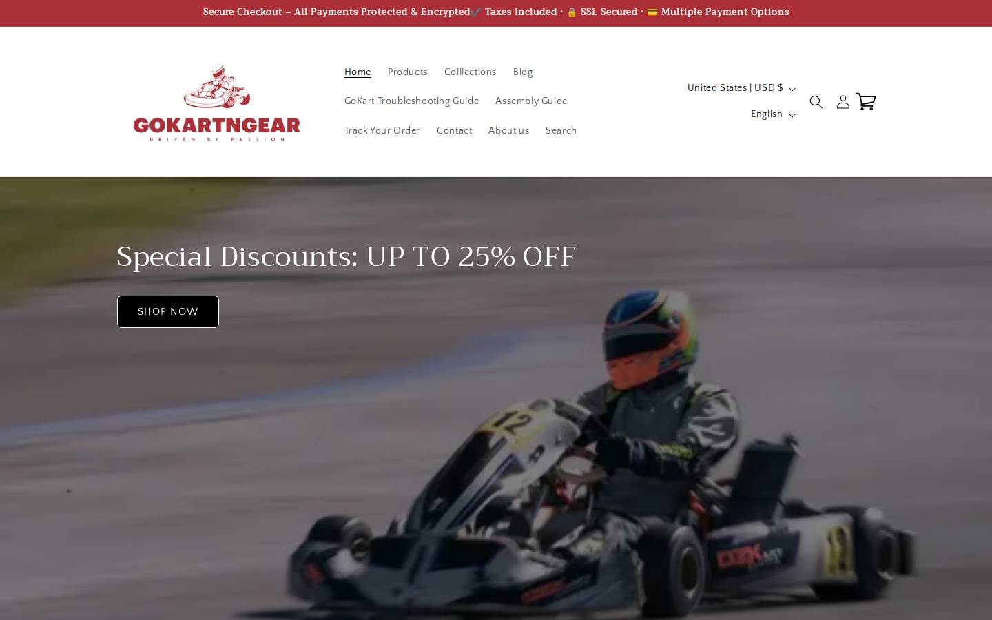 gokartngear.com homepage screenshot
