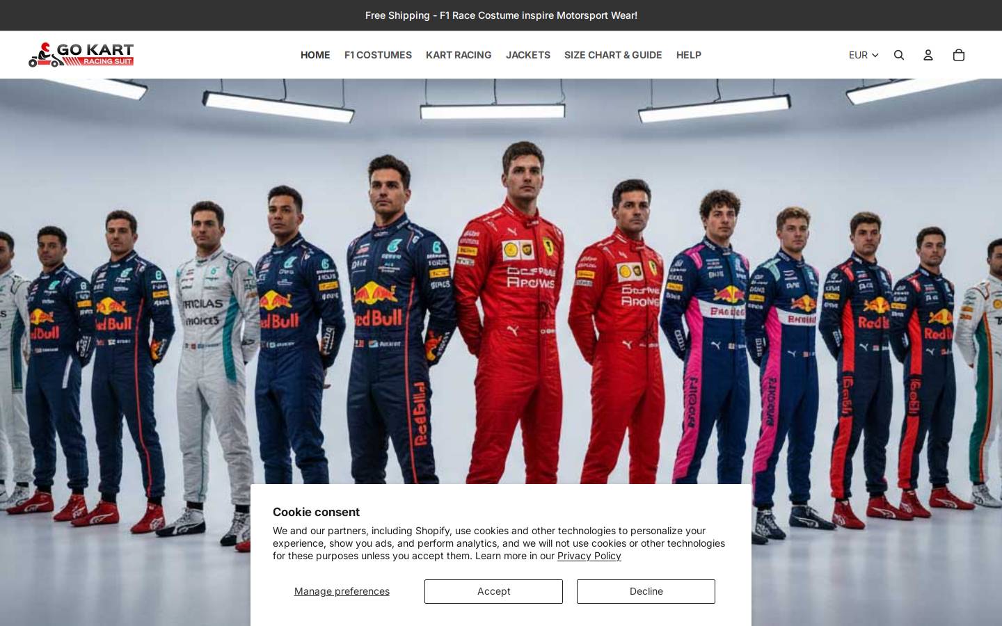 gokartracingsuit.com homepage screenshot