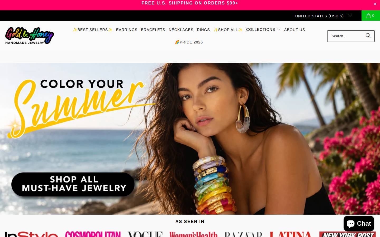 goldandhoney.com homepage screenshot
