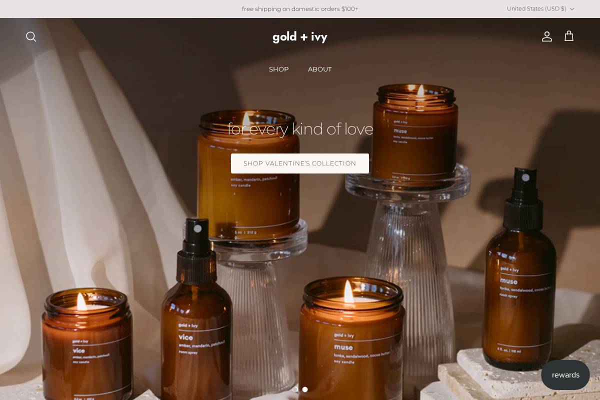 goldandivy.com homepage screenshot