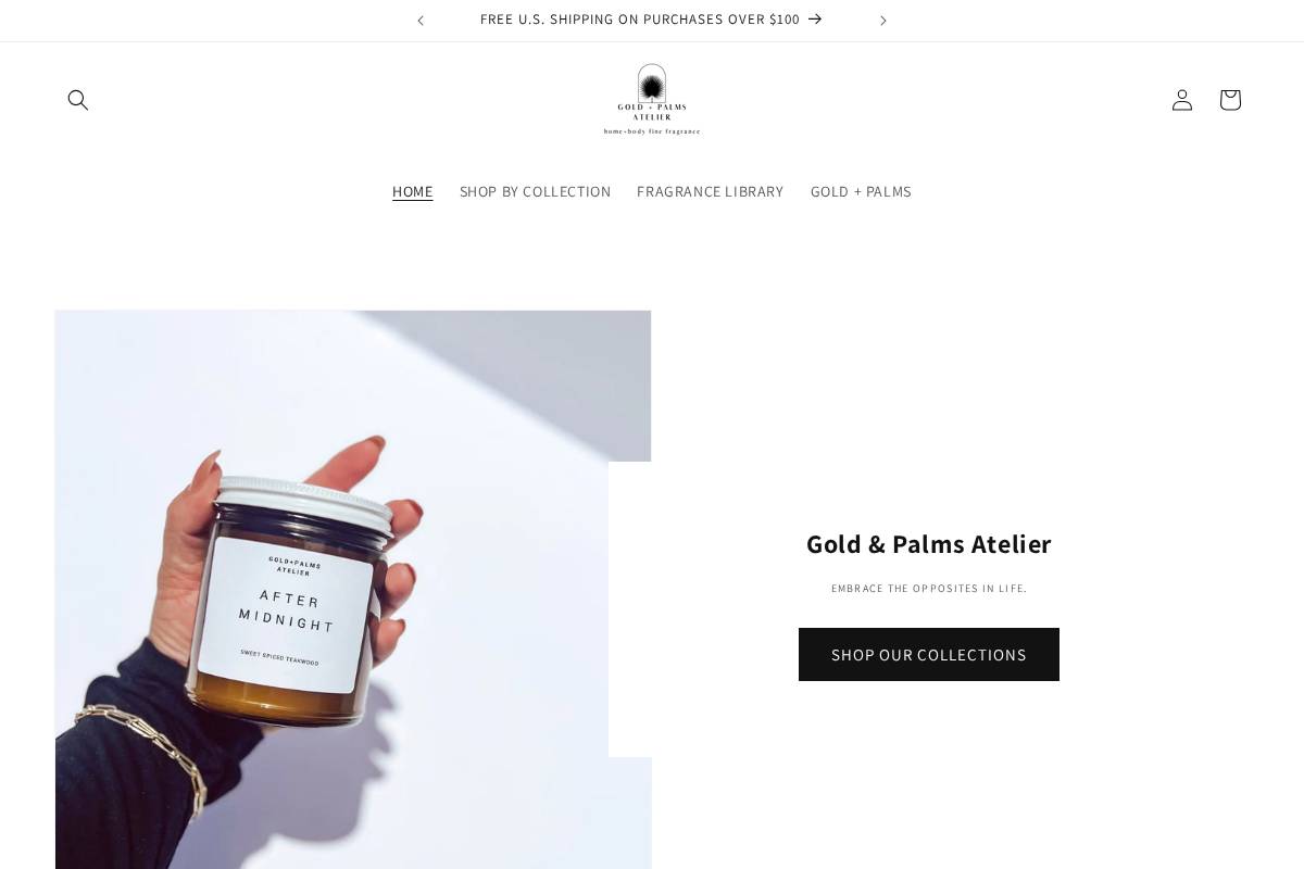 goldandpalms.com homepage screenshot