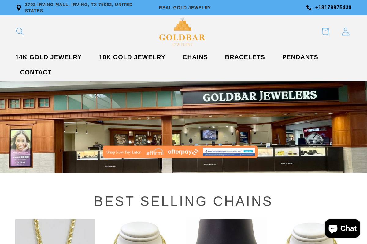 goldbarjeweler.com homepage screenshot