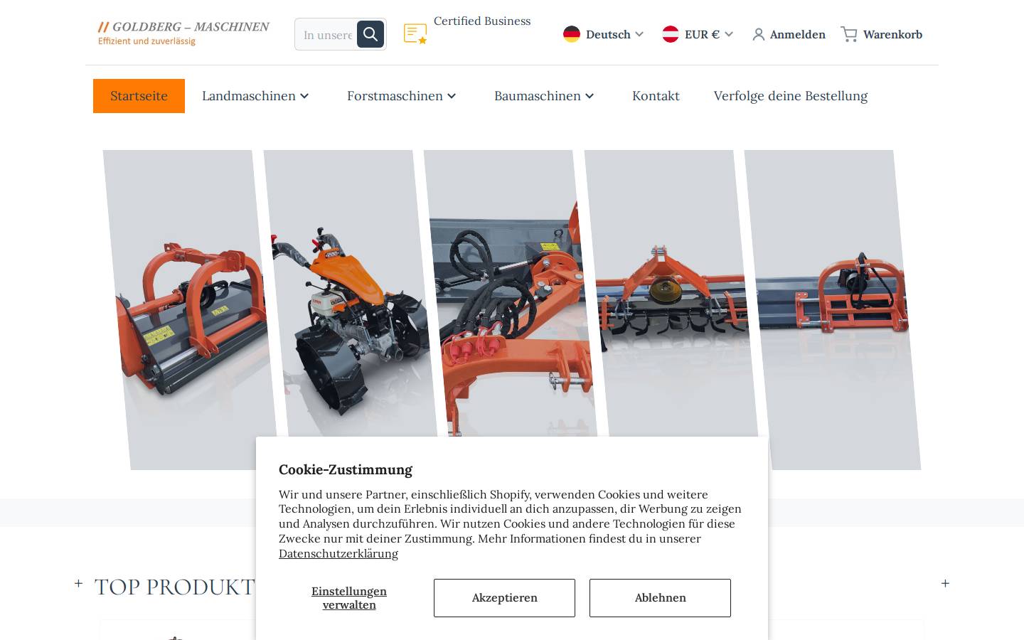 goldberg-maschinen.at homepage screenshot