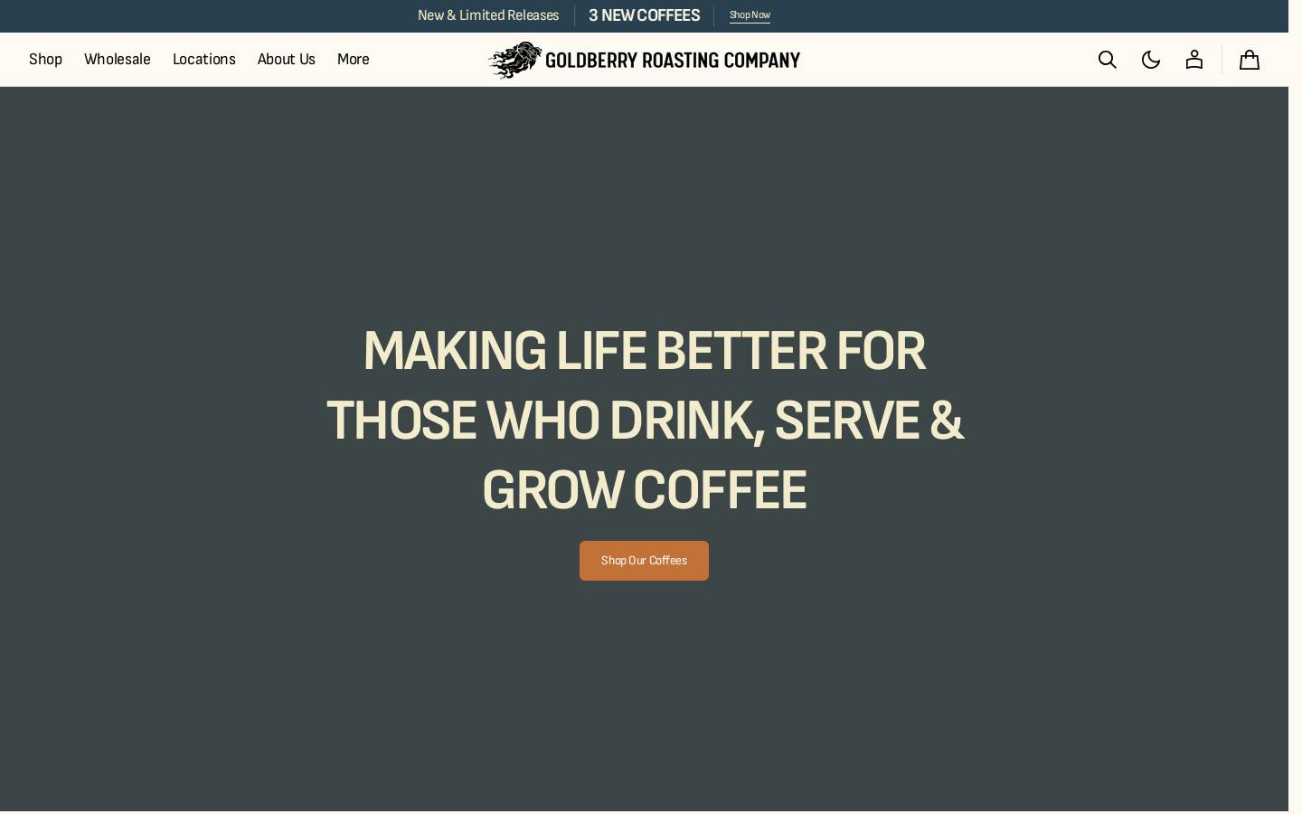 goldberryroasting.com homepage screenshot