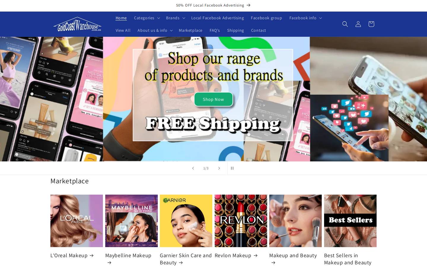 goldcoastwarehouse.com.au homepage screenshot