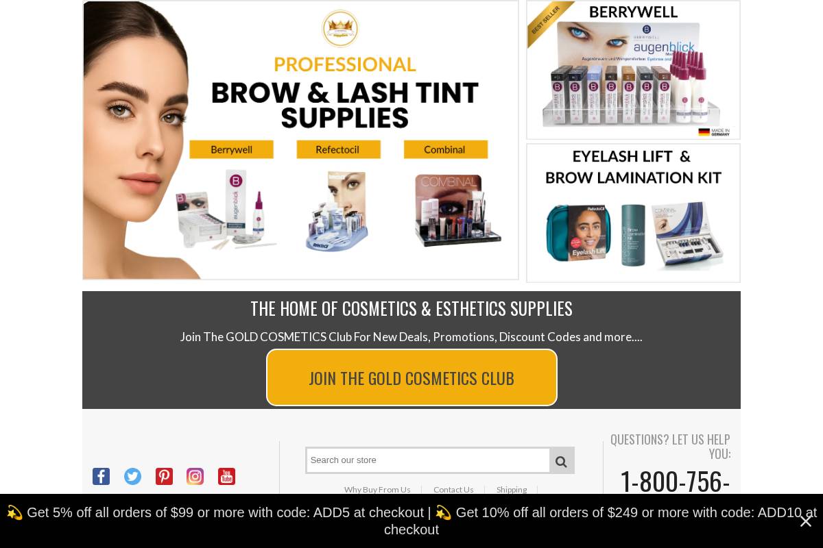 goldcosmeticssupplies.com homepage screenshot