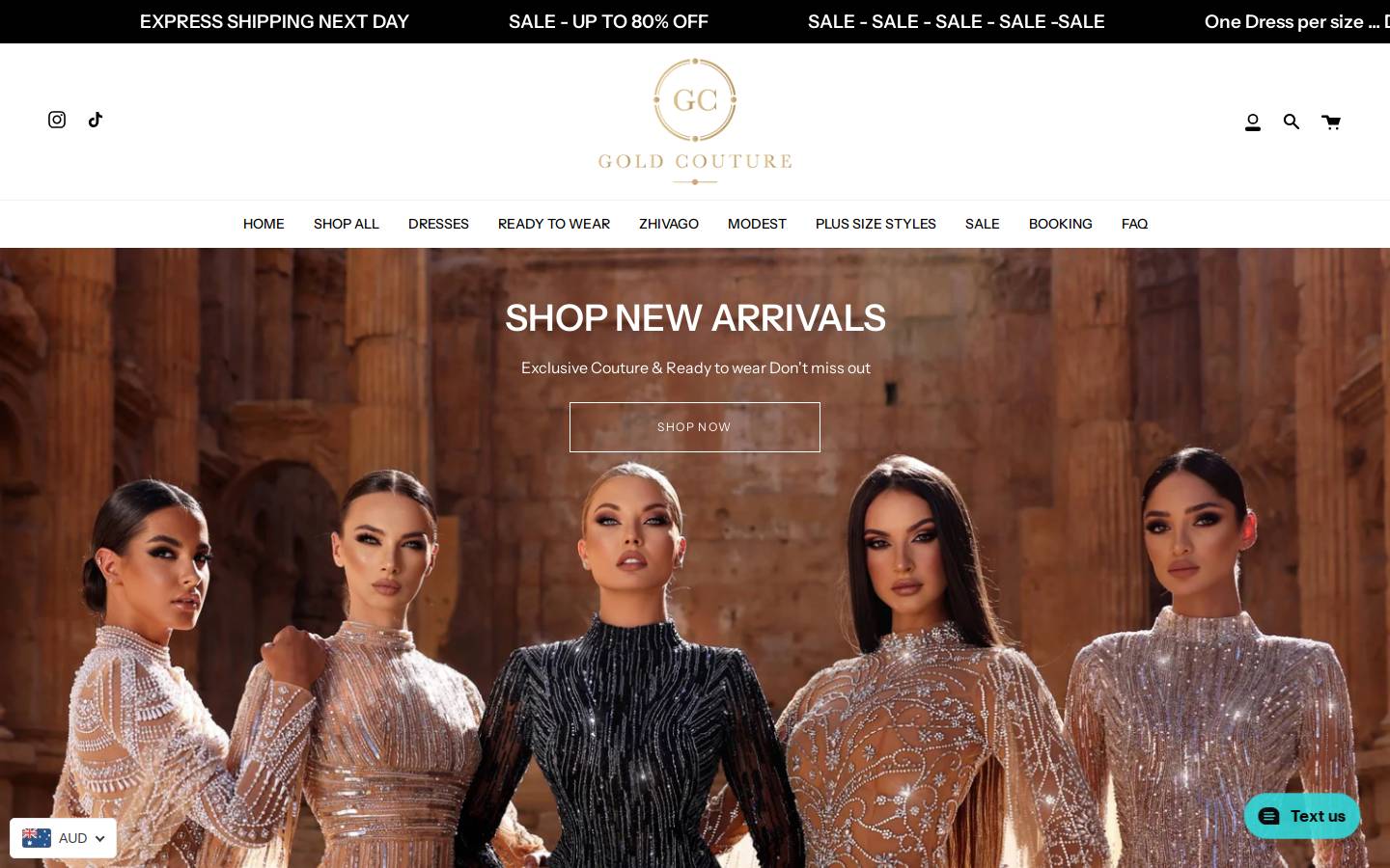 goldcouture.net.au homepage screenshot