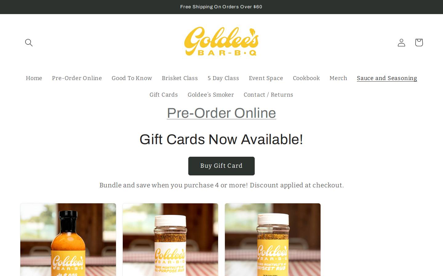 goldeesbbq.com homepage screenshot
