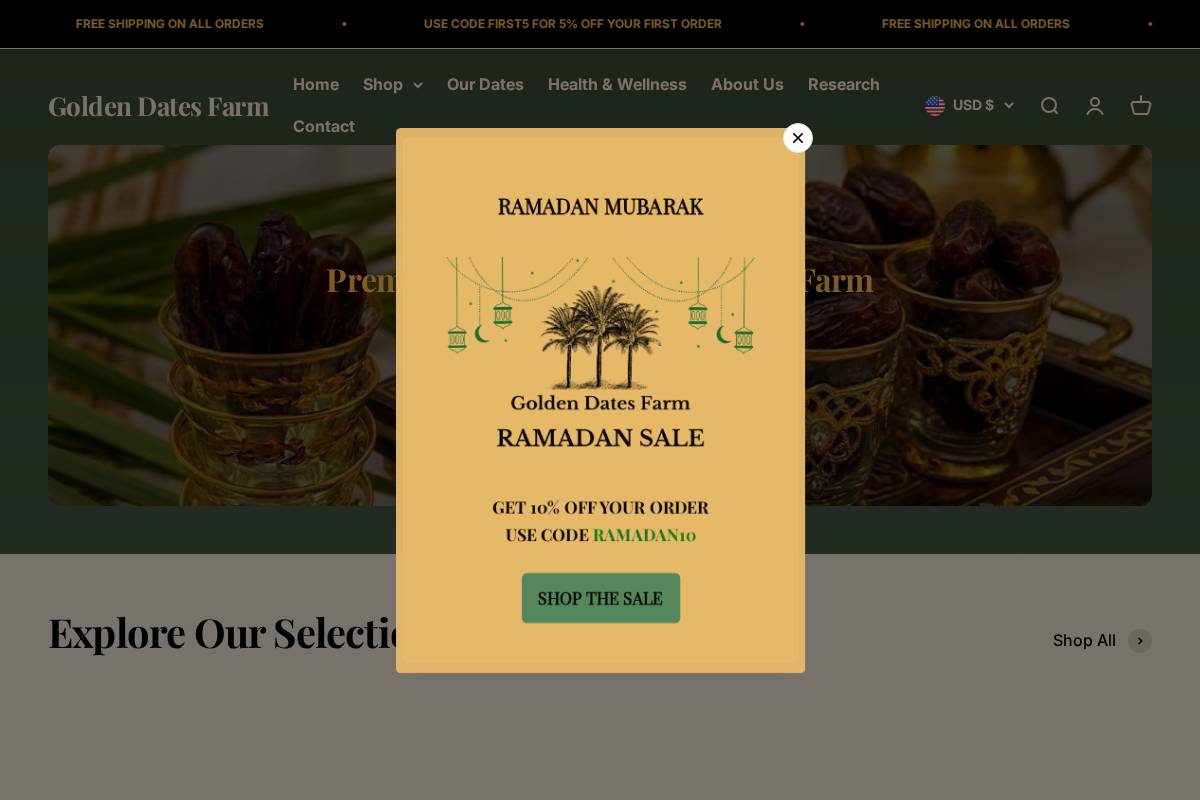 goldendatesfarm.com homepage screenshot