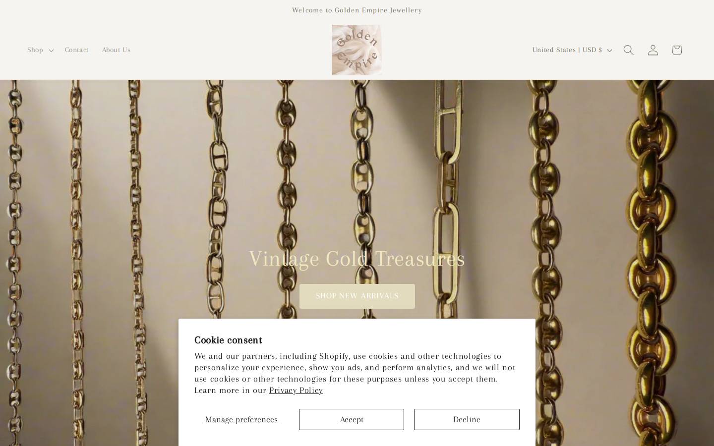 goldenempirejewellery.com homepage screenshot