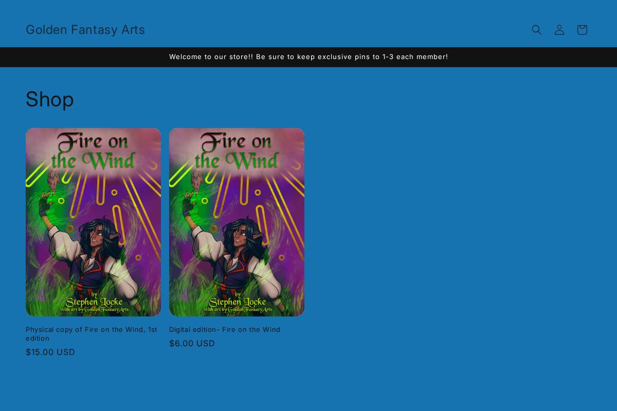 goldenfantasyarts.com homepage screenshot