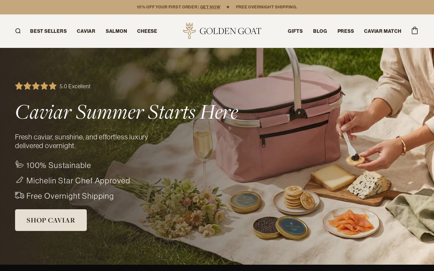 goldengoatcaviar.com homepage screenshot