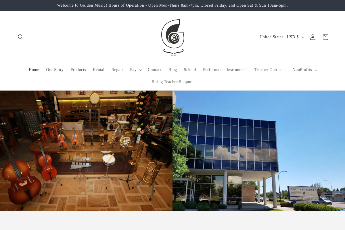 Golden Music homepage screenshot