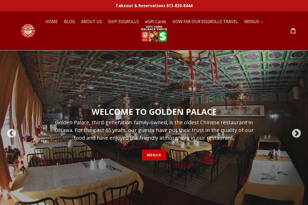 Golden Palace Restaurant (Ottawa) homepage screenshot